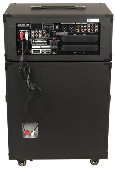 200W 4-CHANNEL MULTI-FORMAT PORTABLE P.A. SYSTEM WITH DIGITAL RECORDER AND 2 WIRELESS MICS